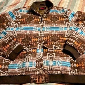 Rock and Roll Denim Brown and Blue Western Pattern Jacket Men’s XXL